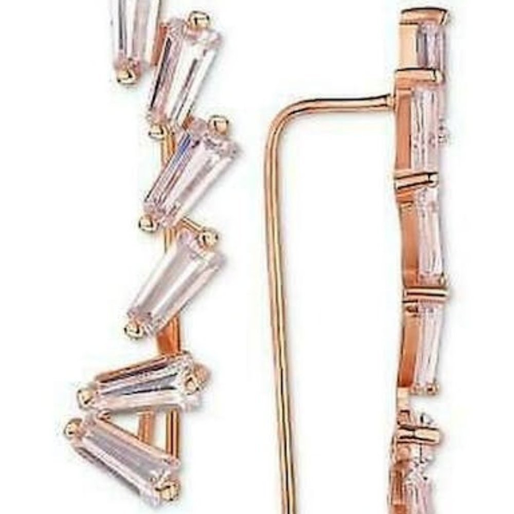 TIARA Cubic Zirconia Ear Climbers in 14k Rose Gold-Plated Sterling Silver